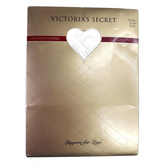 NEW Vintage 90s Victoria's Secret Silky Sheer‎ Stockings S Small Cream NIP NWT - Picture 1 of 5
